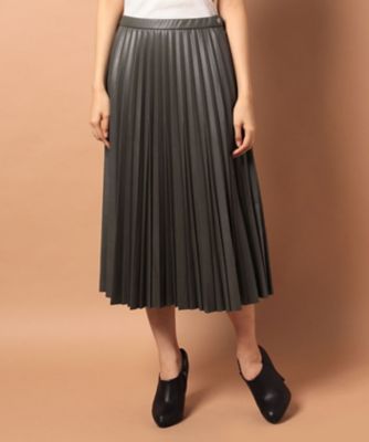 ＜レリアン/Leilian＞ 合皮プリーツスカート ミドリ 【三越・伊勢丹/公式】