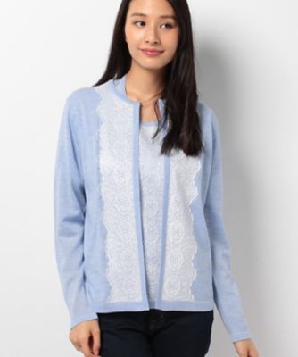 ＜レリアン/Leilian＞ レース柄セーターアンサンブル サックス 【三越・伊勢丹/公式】