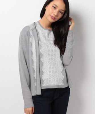 ＜レリアン/Leilian＞ レース柄セーターアンサンブル ライトグレー 【三越・伊勢丹/公式】