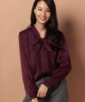 ＜レリアン/Leilian＞ ボウタイブラウス ワイン 【三越・伊勢丹/公式】