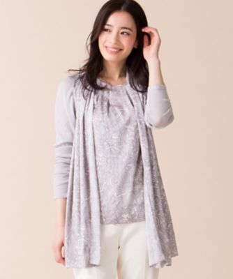 ＜レリアン/Leilian＞ 【Gentili Mosconi】ペイズリー柄ジレ+セーターアンサンブル ライトグレー 【三越・伊勢丹/公式】