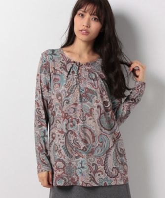 ＜レリアン/Leilian＞ 【BINDA】ペイズリー柄カットソー ライトグレー 【三越・伊勢丹/公式】