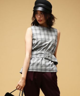 【SALE（三越）】＜ロペ/ROPE'＞ グレンチェックノースリーブブラウス ライトグレー 【三越・伊勢丹/公式】