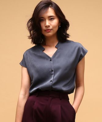 【SALE（三越）】＜ロペ/ROPE'＞ 【手洗い可能】起毛サテンノッチブラウス クロサブ 【三越・伊勢丹/公式】