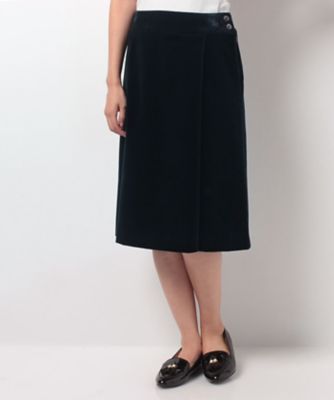 ＜OLD ENGLAND＞ 【セットアップ対応商品】コットンベルベットスカート ネイビー 【三越・伊勢丹/公式】