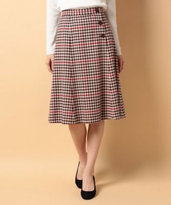 ＜OLD ENGLAND＞ スーパー100SミルドチェックAラインスカート ベージュ 【三越・伊勢丹/公式】