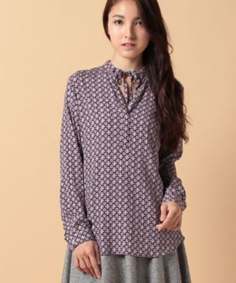 ＜OLD ENGLAND＞ ROSSO35シルクジオメトリックプリントリボンブラウス ピンク 【三越・伊勢丹/公式】