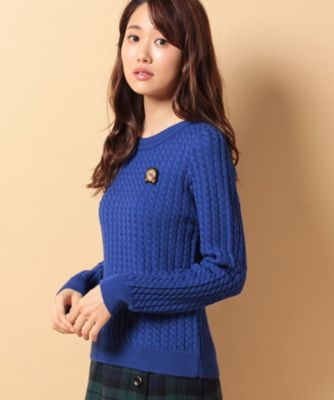 ＜OLD ENGLAND＞ スピリットケーブルニットプルオーバー ブルー 【三越・伊勢丹/公式】