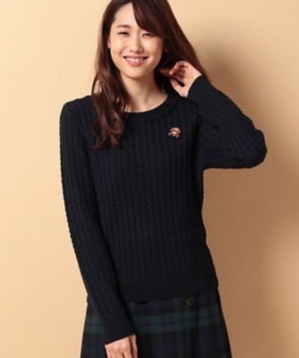 ＜OLD ENGLAND＞ スピリットケーブルニットプルオーバー ネイビー 【三越・伊勢丹/公式】