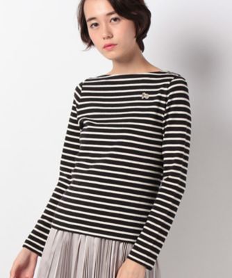 ＜OLD ENGLAND＞ HONOREフライスボーダーボートネックプルオーバー ブラック 【三越・伊勢丹/公式】