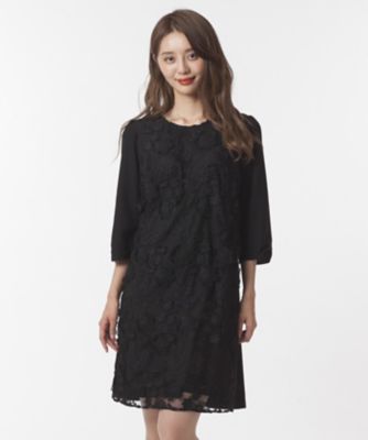 ＜ローズティアラ＞ チュール3D刺繍チュニックワンピース クロ 【三越・伊勢丹/公式】