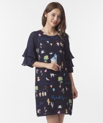 ＜ローズティアラ＞ アニマルモチーフプリントチュニックワンピース ネービーブルー 【三越・伊勢丹/公式】