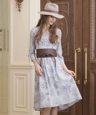 ＜ローズティアラL＞ 大きいサイズ シフォンフロッキーイレギュラーヘムワンピース グレー 【三越・伊勢丹/公式】