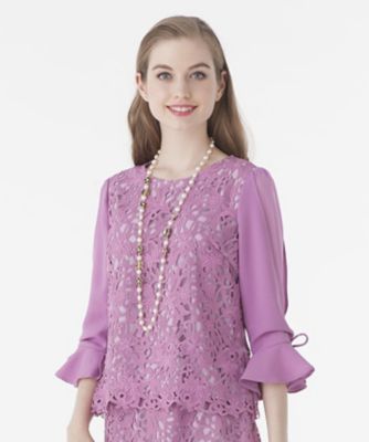 ＜ローズティアラL＞ 大きいサイズ 【セットアップ対応商品】ケミカルレースブラウス ピンク 【三越・伊勢丹/公式】