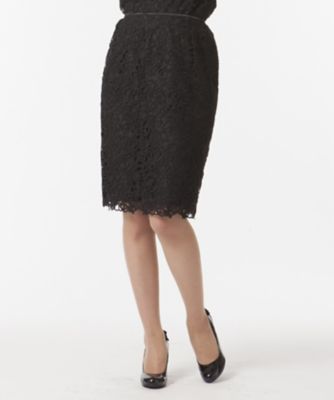 ＜ローズティアラL＞ 大きいサイズ 【セットアップ対応商品】ケミカルレースタイトスカート クロ 【三越・伊勢丹/公式】