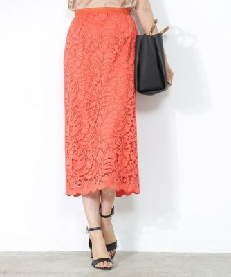 【SALE（三越）】＜ロペ/ROPE'＞ リーフレースミディタイトスカート アカ 【三越・伊勢丹/公式】