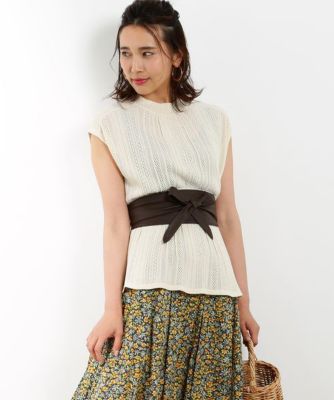 ＜ロペ/ROPE'＞ 【TRAZZO DONNA】レース風ぺプラムノースリーブ キナリ 【三越・伊勢丹/公式】