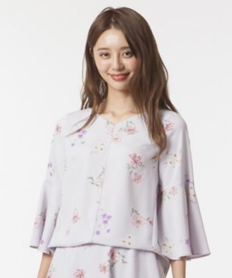＜ローズティアラ＞ 【セットアップ対応商品】リリーフラワーブーケプリントブラウス グレー 【三越・伊勢丹/公式】