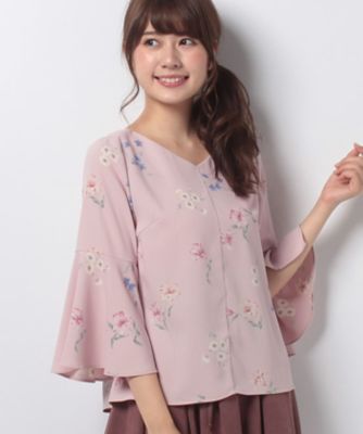 ＜ローズティアラ＞ 【セットアップ対応商品】リリーフラワーブーケプリントブラウス ピンク 【三越・伊勢丹/公式】
