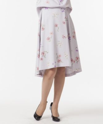 ＜ローズティアラ＞ 【セットアップ対応商品】リリーフラワーブーケプリントイレヘムスカート グレー 【三越・伊勢丹/公式】