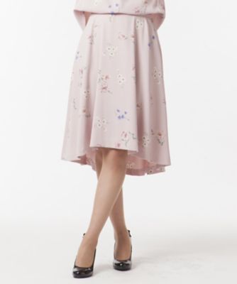 ＜ローズティアラ＞ 【セットアップ対応商品】リリーフラワーブーケプリントイレヘムスカート ピンク 【三越・伊勢丹/公式】