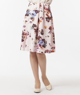 ＜ローズティアラ＞ ビオラローズプリントグログランフレアスカート ピンク 【三越・伊勢丹/公式】