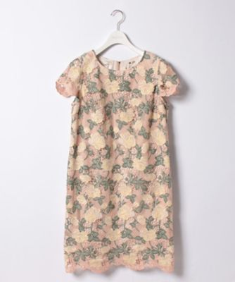 ＜ローズティアラL＞ 大きいサイズ ローズ柄ケミカルレースワンピース ピンク 【三越・伊勢丹/公式】