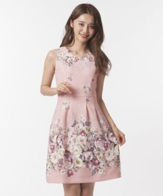 ＜ローズティアラL＞ 大きいサイズ シャドーフラワープリントワンピース ピンク 【三越・伊勢丹/公式】