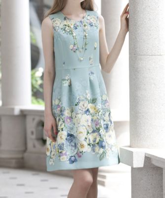 ＜ローズティアラL＞ 大きいサイズ シャドーフラワープリントワンピース ミドリ 【三越・伊勢丹/公式】