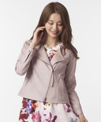 ＜ローズティアラL＞ 大きいサイズ ライダースレザー調ジャケット ピンク 【三越・伊勢丹/公式】