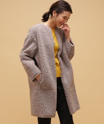 ＜ロペ/ROPE'＞ フェイクスエードボアノーカラーコート チャイロサブ 【三越・伊勢丹/公式】