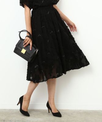 【SALE（三越）】＜ロペ/ROPE'＞ 【セットアップ対応商品】カットジャカードギャザースカート クロ 【三越・伊勢丹/公式】