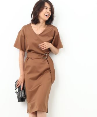 【SALE（三越）】＜ロペ/ROPE'＞ 袖フレアーポンチワンピース キャメル 【三越・伊勢丹/公式】