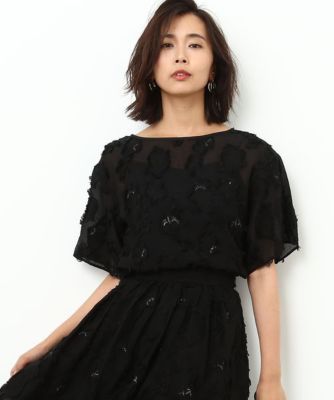 【SALE（三越）】＜ロペ/ROPE'＞ カットジャカードブラウス クロ 【三越・伊勢丹/公式】