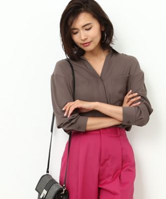 ＜ロペ/ROPE'＞ バックサテンとろみスキッパー コゲチャ 【三越・伊勢丹/公式】