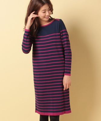＜CARA O CRUZ＞ ボーダーワンピース ワイン 【三越・伊勢丹/公式】