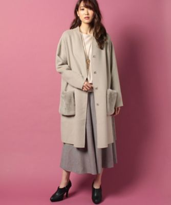 ＜レリアン/Leilian＞ ファーポケットコート ベージュ 【三越・伊勢丹/公式】