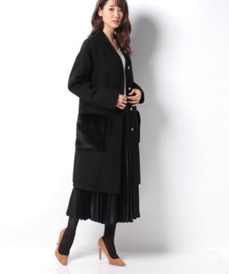 ＜レリアン/Leilian＞ ファーポケットコート クロ 【三越・伊勢丹/公式】