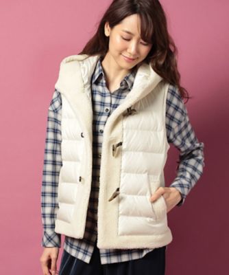 ＜レリアン/Leilian＞ ボア付ダウンベスト アイボリー 【三越・伊勢丹/公式】