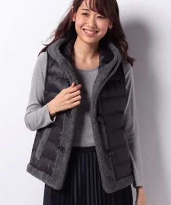 ＜レリアン/Leilian＞ ボア付ダウンベスト グレー 【三越・伊勢丹/公式】