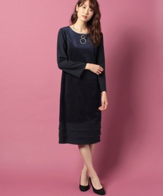 ＜レリアン/Leilian＞ 【PONTETORTO】ベロアワンピース ネービーブルー 【三越・伊勢丹/公式】