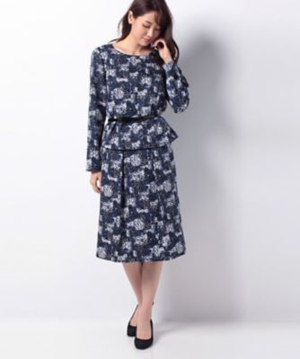 ＜レリアン/Leilian＞ ベルト付セットアップ ダルブルー 【三越・伊勢丹/公式】