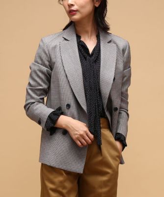 ＜ロペ/ROPE'＞ 【otonaMUSE10月号】【ロペ マドモアゼルxAYA KANEKO】千鳥格子ダブルブレストジャケット コゲチャ 【三越・伊勢丹/公式】