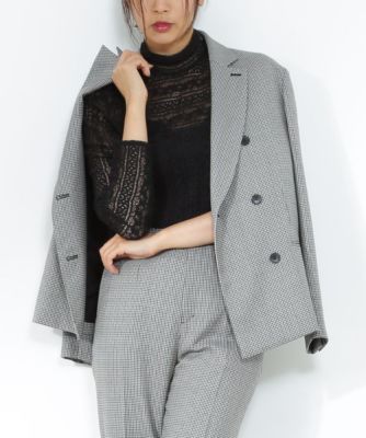 ＜ロペ/ROPE'＞ 【otonaMUSE10月号】【ロペ マドモアゼルxAYA KANEKO】千鳥格子ダブルブレストジャケット グリーン 【三越・伊勢丹/公式】