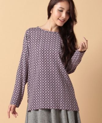 ＜OLD ENGLAND＞ ROSSO35 シルクジオメトリックプリントノーカラーブラウス ピンク 【三越・伊勢丹/公式】