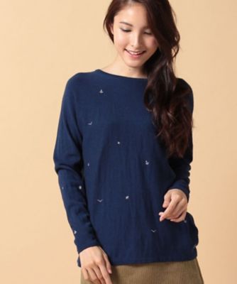 ＜OLD ENGLAND＞ MAT DE MISAINEエンブロイダリーニットプルオーバー ネイビー 【三越・伊勢丹/公式】