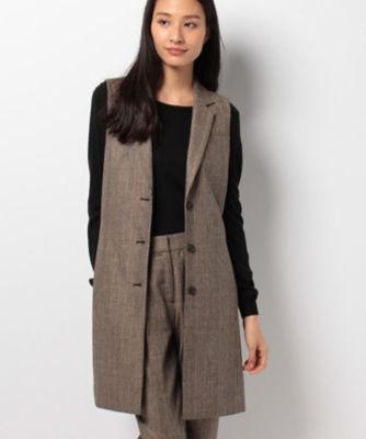 ＜レリアン プラスハウス＞ 大きいサイズ 【セットアップ対応】【CANGIOLI】グレンチェックジレ チャイロ 【三越・伊勢丹/公式】