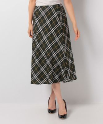 ＜レリアン プラスハウス＞ 大きいサイズ 【セットアップ対応】ブリティッシュチェックフレアスカート モスグリーン 【三越・伊勢丹/公式】