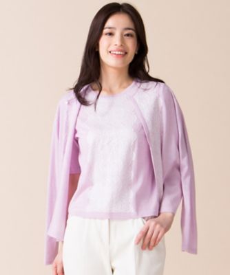 ＜レリアン プラスハウス＞ 大きいサイズ レース柄セーターアンサンブル ピンク 【三越・伊勢丹/公式】