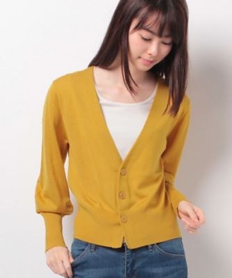 ＜ロペ/ROPE'＞ 【otonaMUSE10月号掲載】パフスリーブVネックカーディガン イエロー 【三越・伊勢丹/公式】